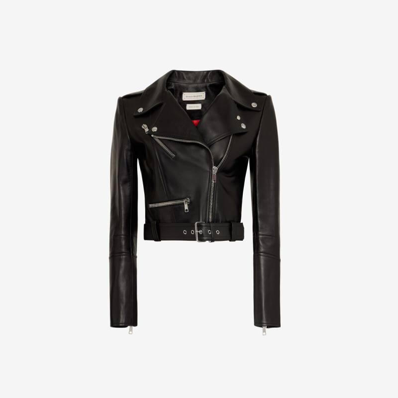 ALEXANDER MCQUEEN - Cropped Leather Jacket - Item 668451Q5AK81000